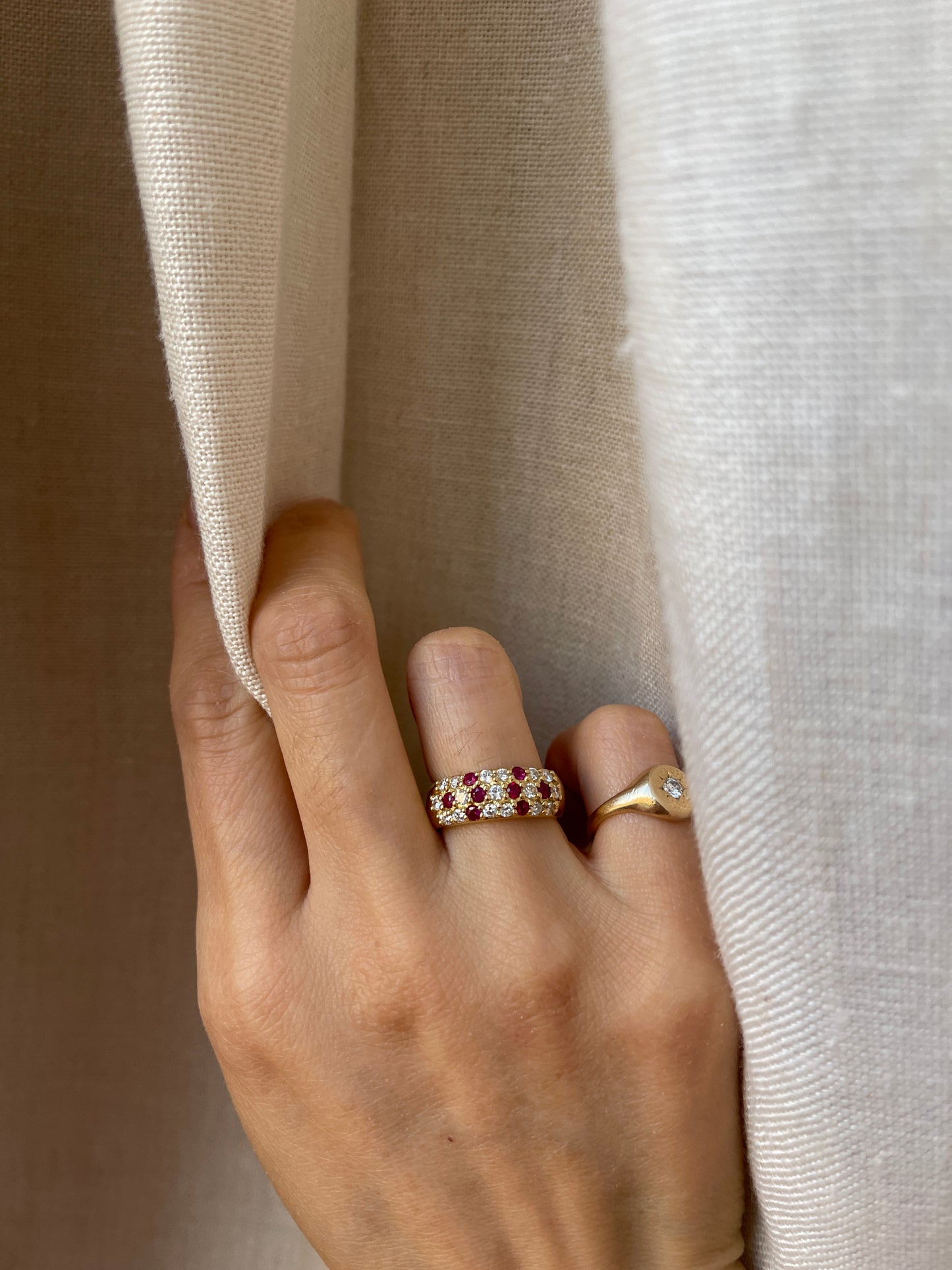 18K Estate Ruby Diamond Ring