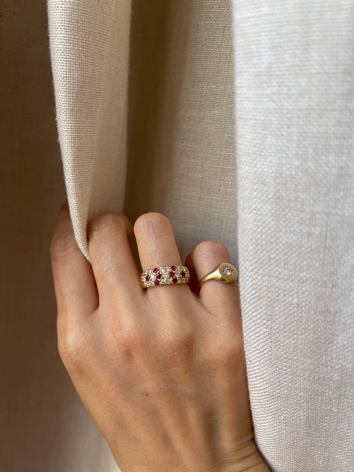 18K Estate Ruby Diamond Ring