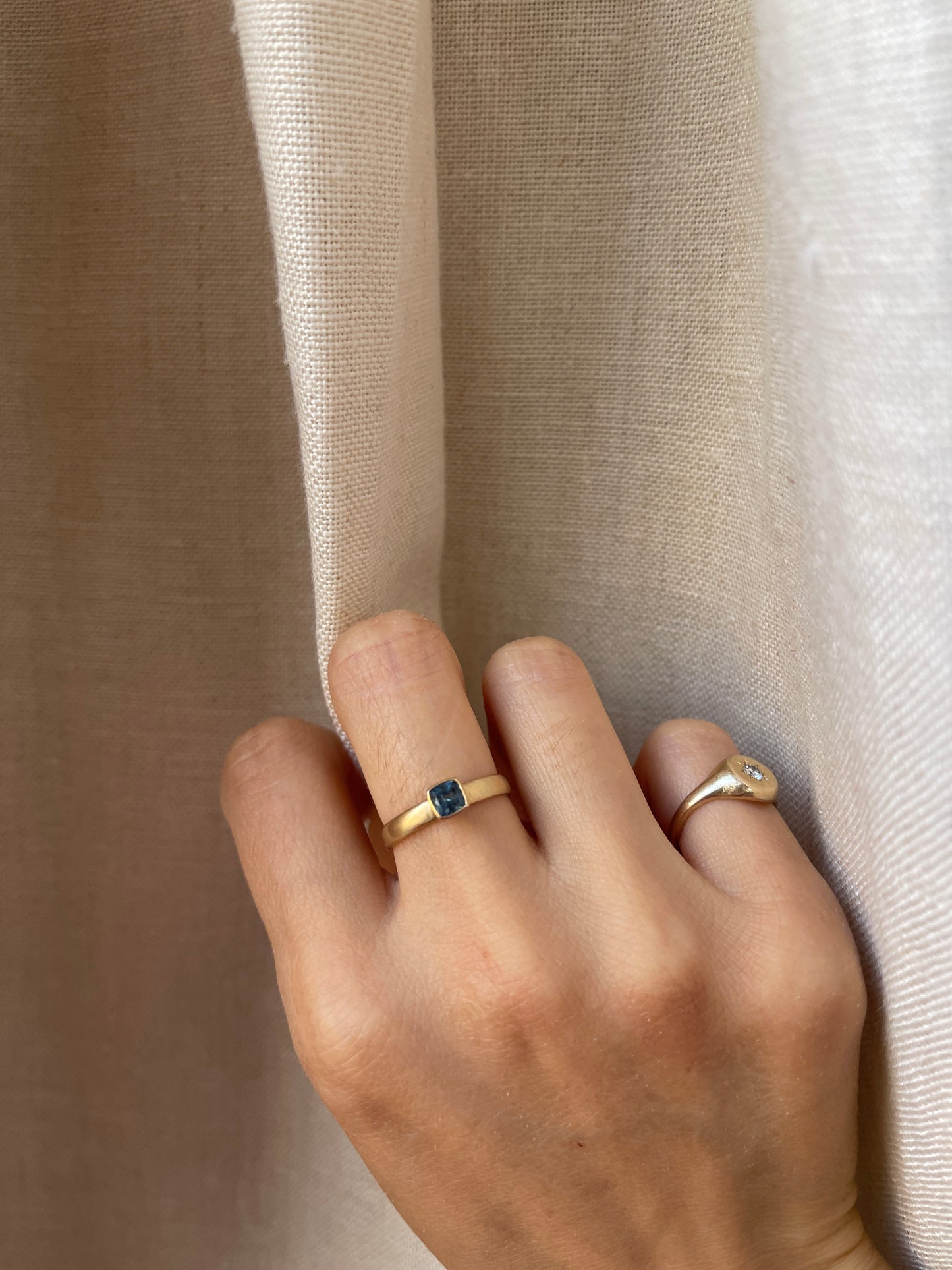 14K Montana Teal Sapphire Ring