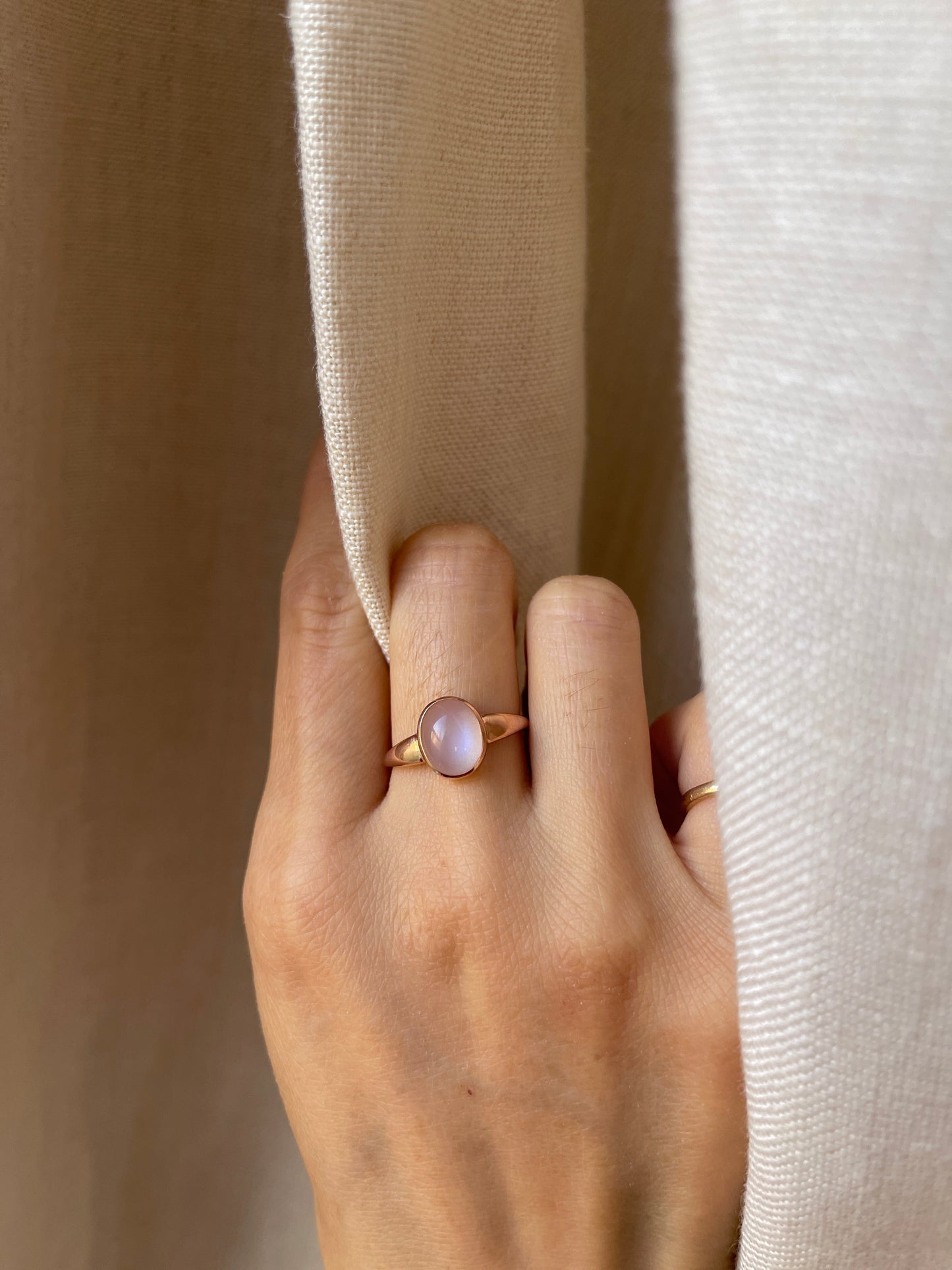 14K Rose Gold Moonstone Ring