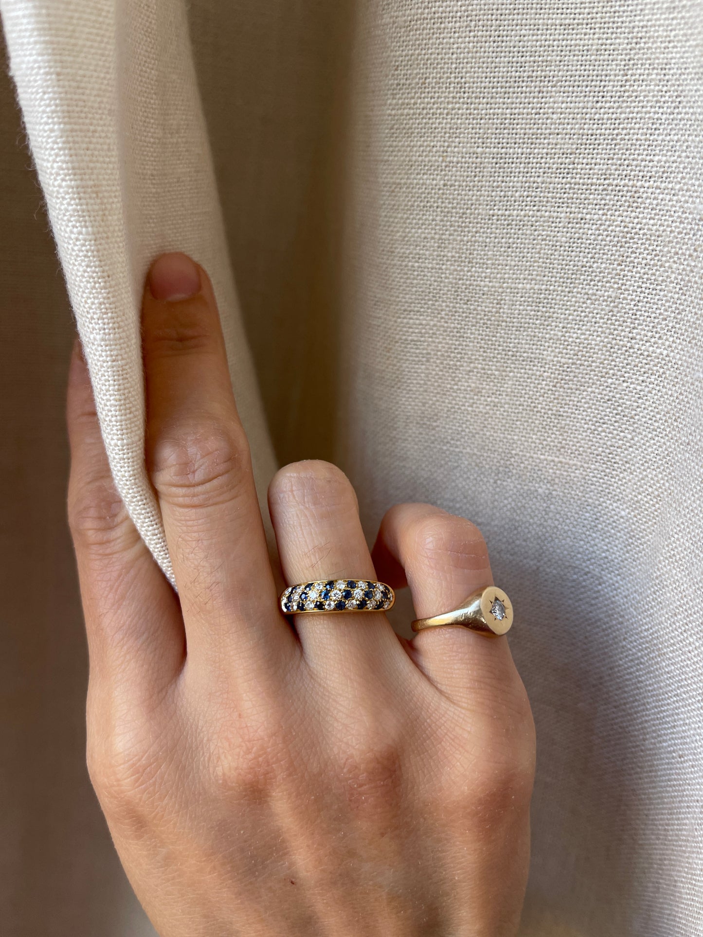 18K Estate Diamond Sapphire Ring