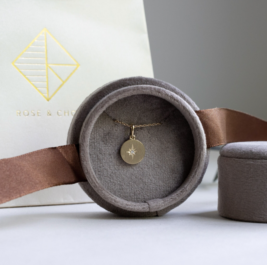 14k Gold 0.01 Carat Diamond Starburst Necklace