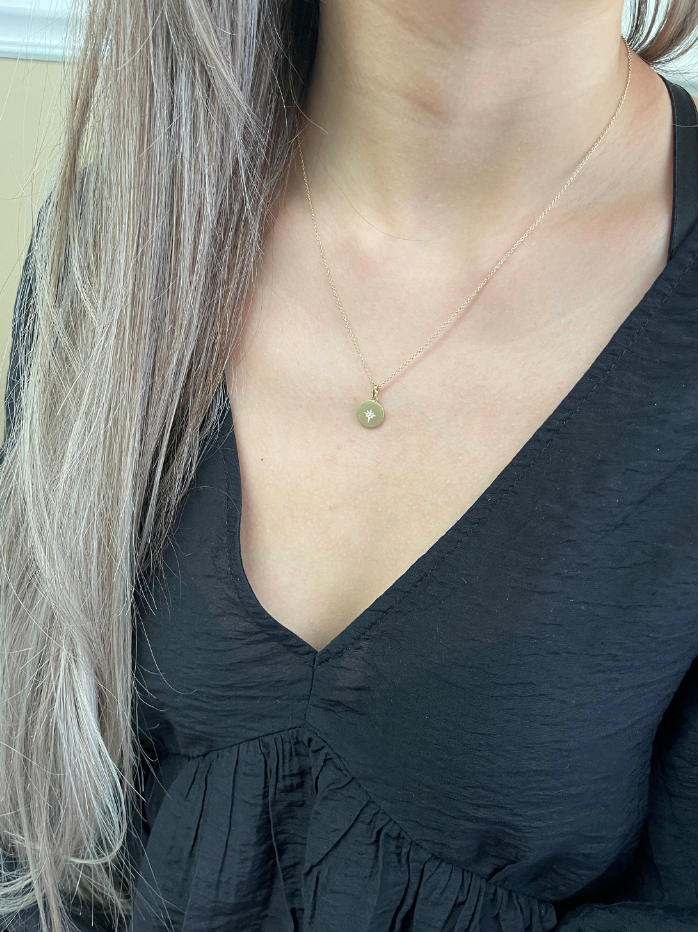 14k Gold 0.01 Carat Diamond Starburst Necklace