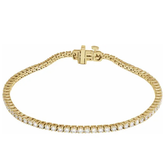 14K Yellow Gold 2 cttw Lab-Grown Diamond Line 7" Bracelet