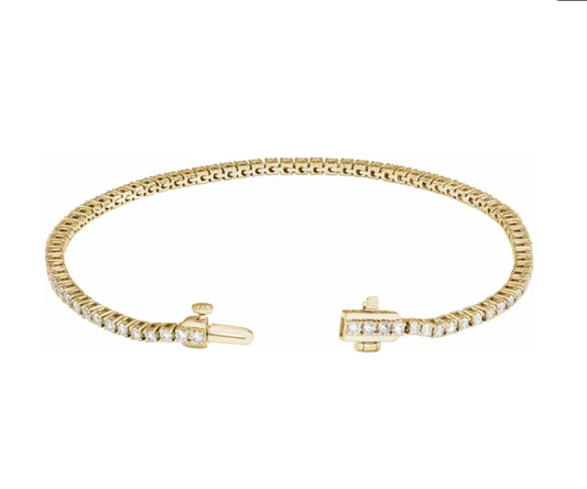 14K Yellow Gold 2 cttw Lab-Grown Diamond Line 7" Bracelet
