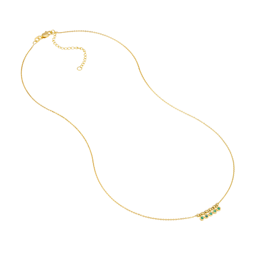 14K Emerald Bezel and Bead Necklace