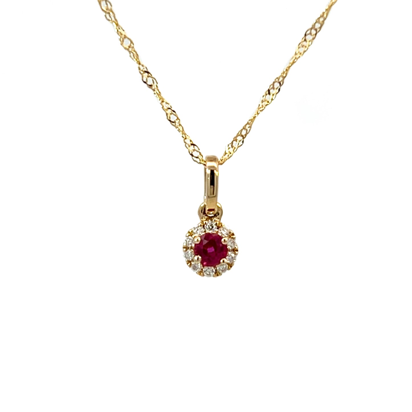 14k Solid Gold Ruby Necklace