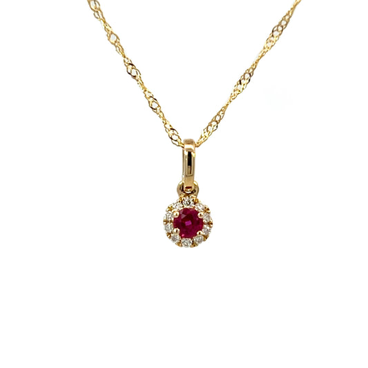 14k Solid Gold Ruby Necklace