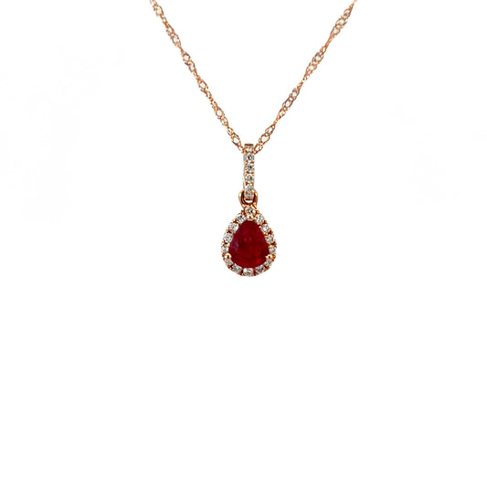 14k Rose Gold Ruby Necklace