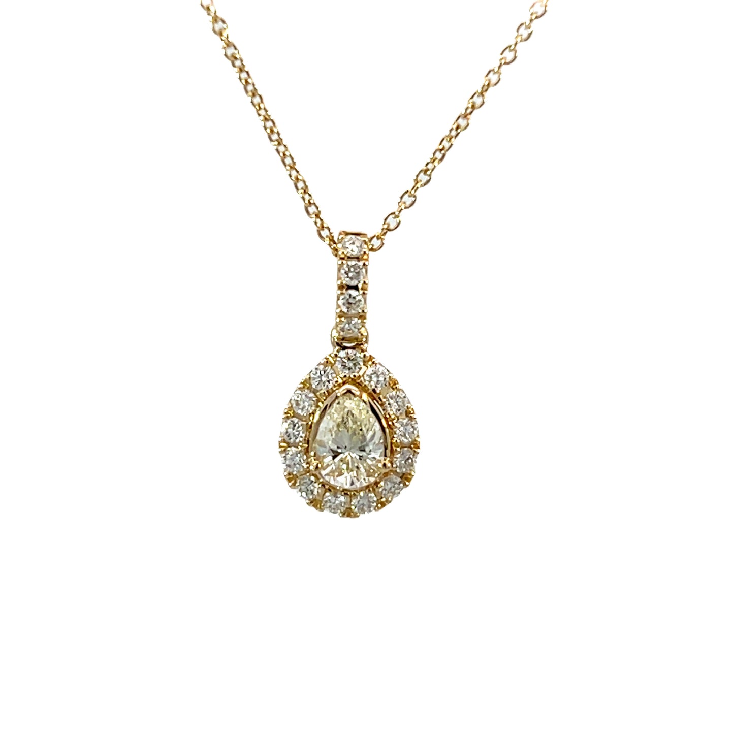 14k Solid Gold Diamond Teardrop Necklace