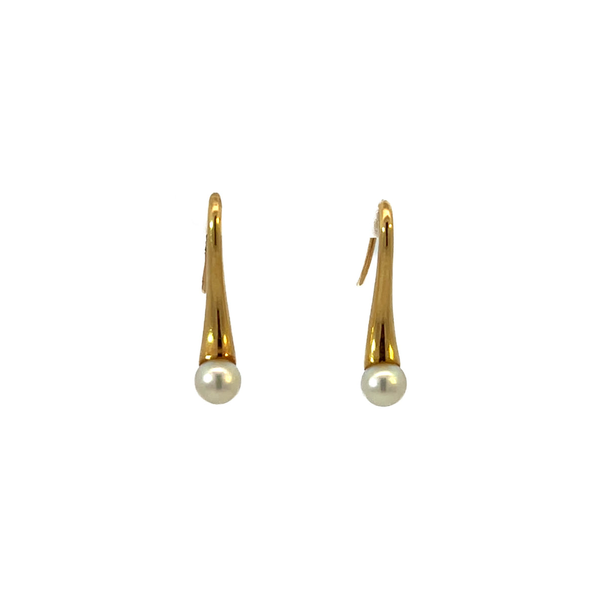 18K Gold Pearl Earrings - Estate Jewelry