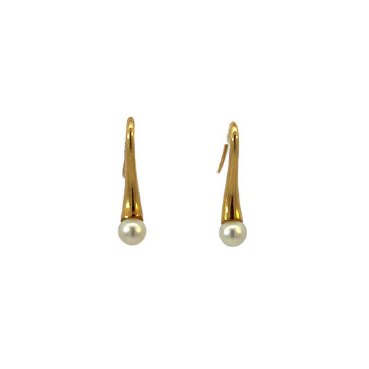 18K Gold Pearl Earrings - Estate Jewelry