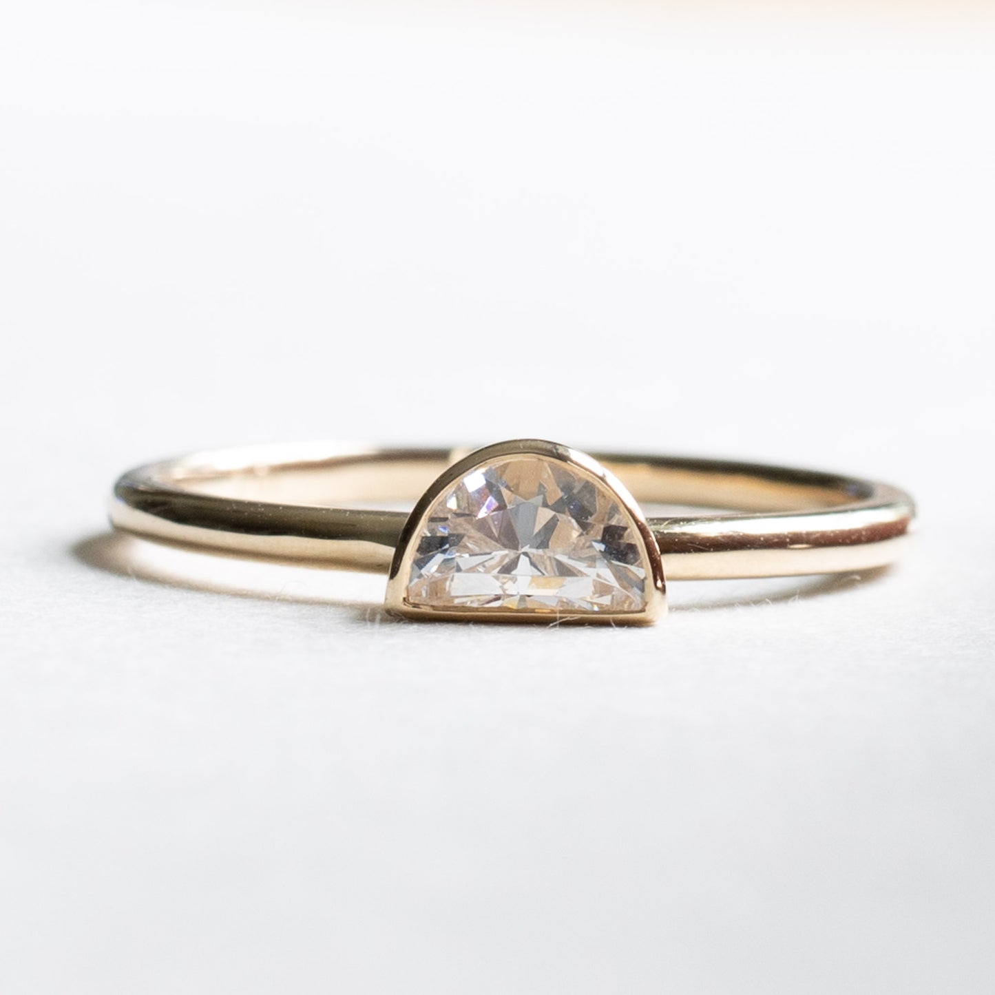 14k Gold 0.25 Carat Half Moon Ring