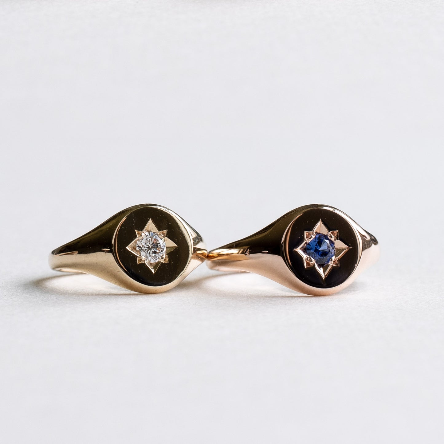 14K Rose Gold Sapphire Signet Ring