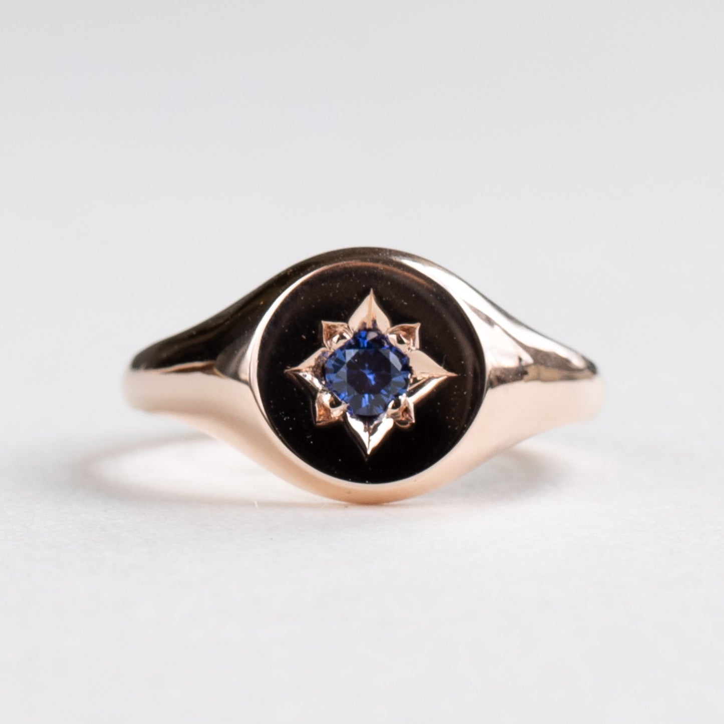 14K Rose Gold Sapphire Signet Ring