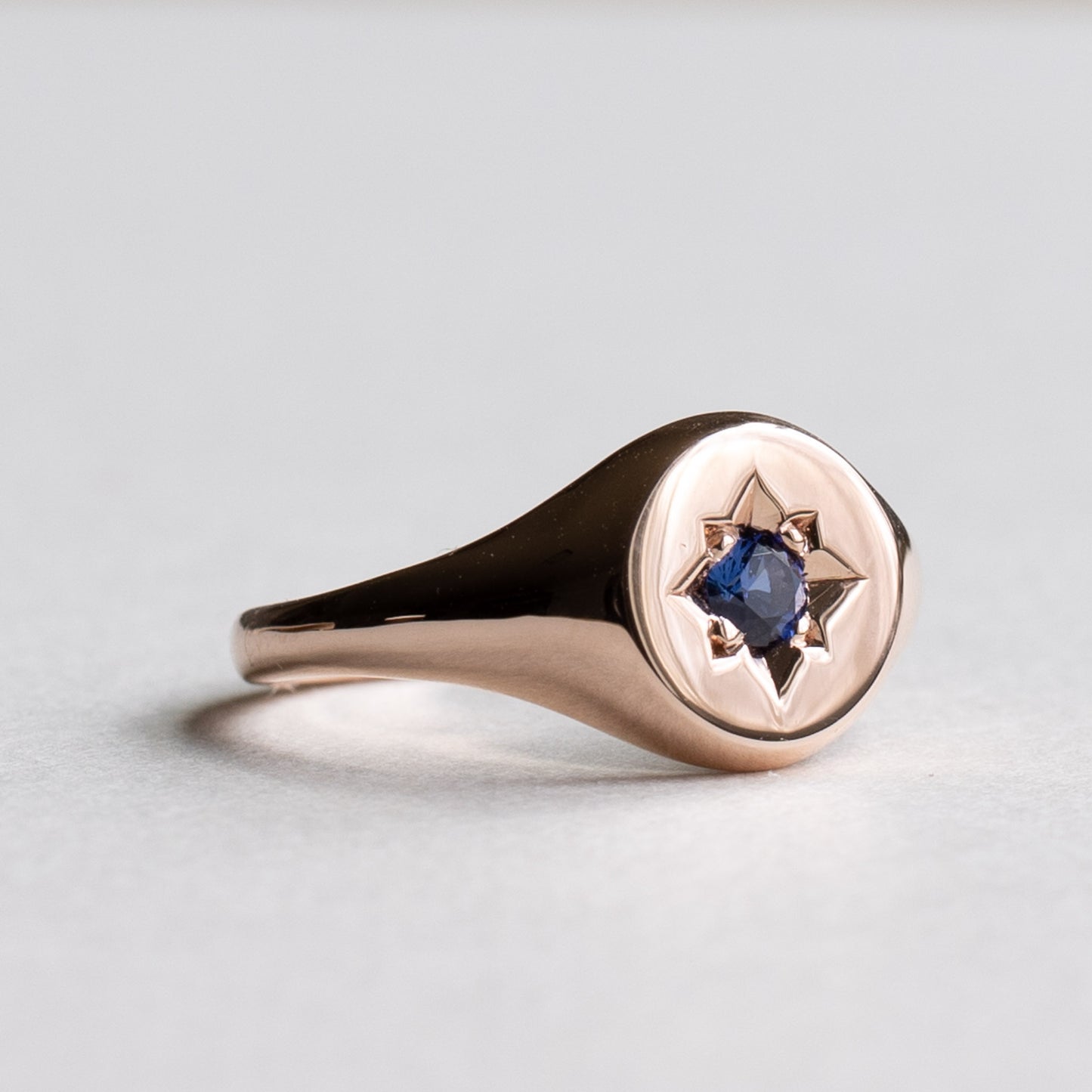 14K Rose Gold Sapphire Signet Ring