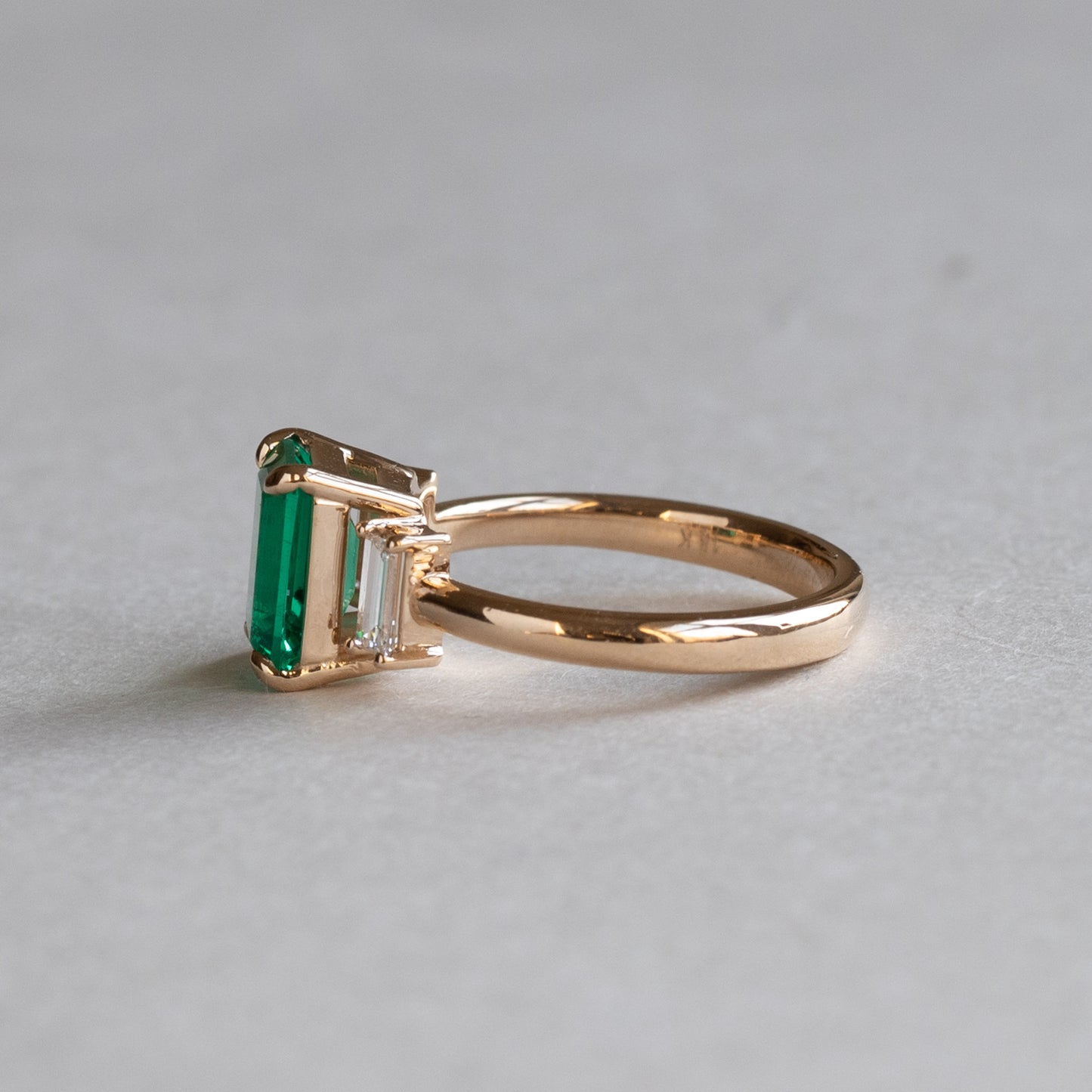 18K 1.4 CT Emerald Three Stone Ring