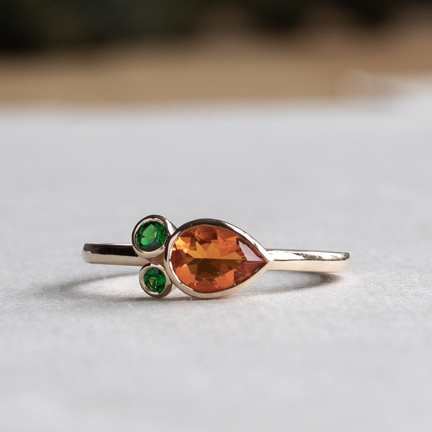 14K Mexican Fire Opal With Tsavorite Garnet