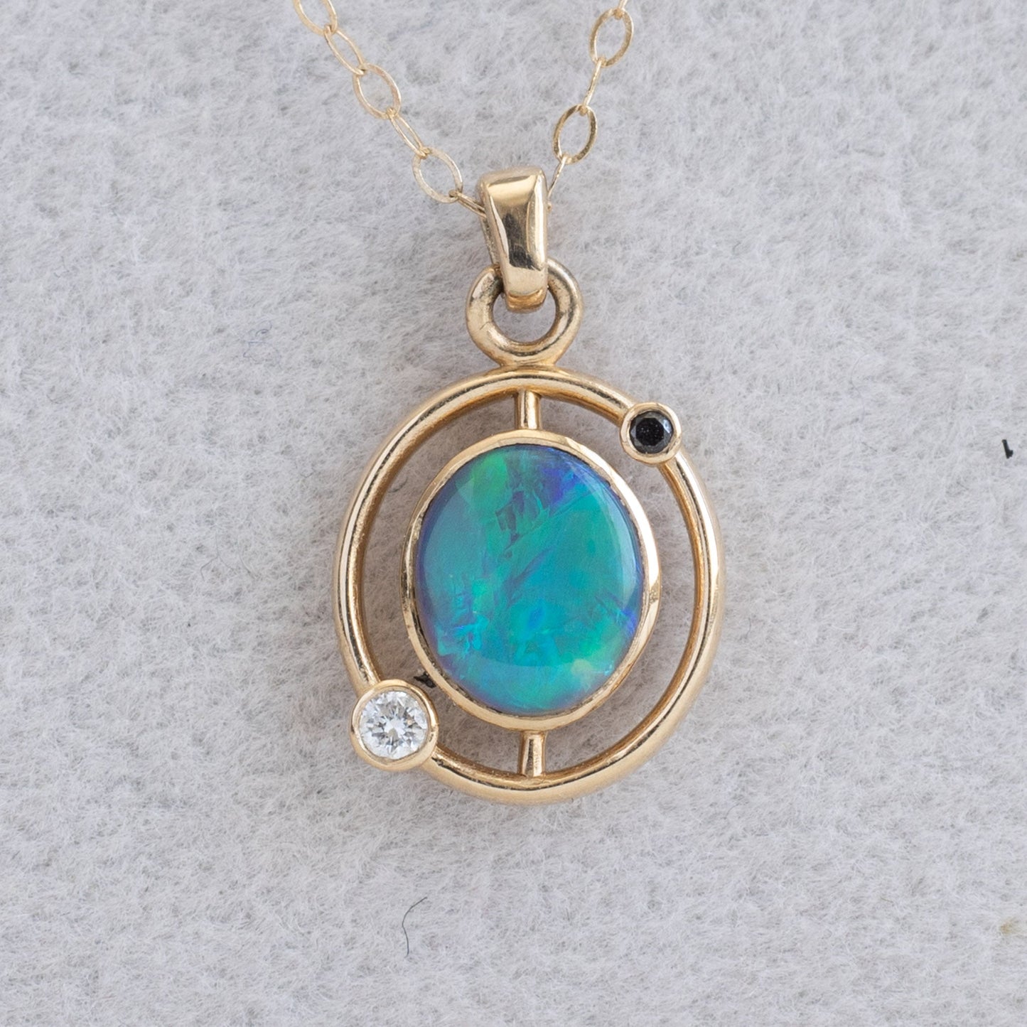 Custom 14K Gold Cosmo Opal Necklace