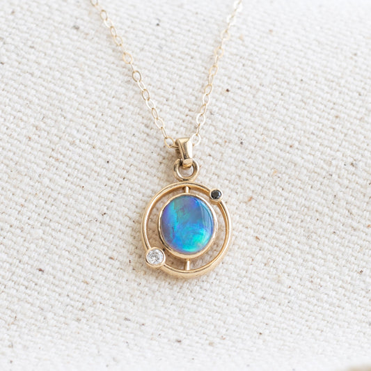 Custom 14K Gold Cosmo Opal Necklace