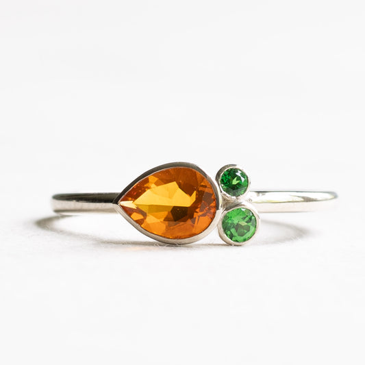 14K Mexican Fire Opal With Tsavorite Garnet