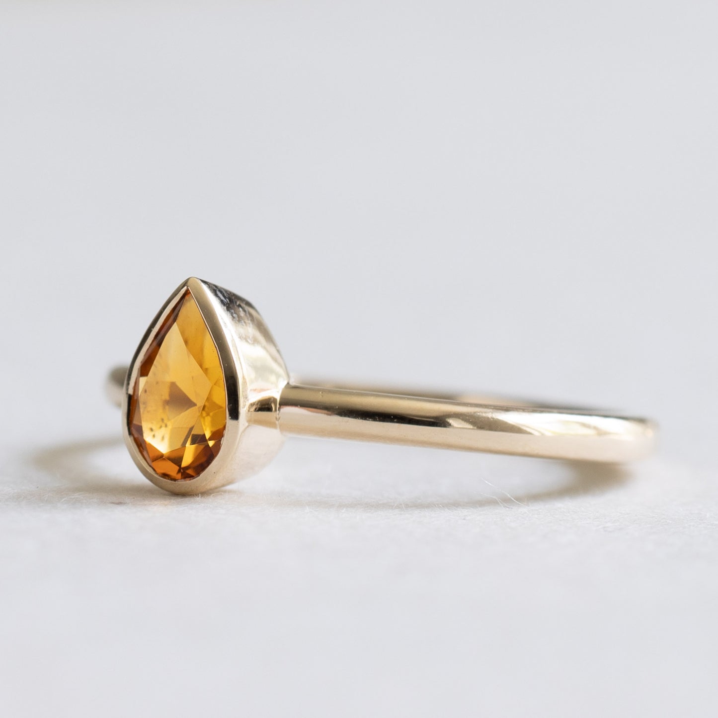 14K Citrine Pear Ring