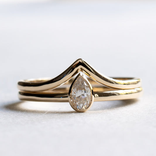 14K Pear Moissanite Ring Set