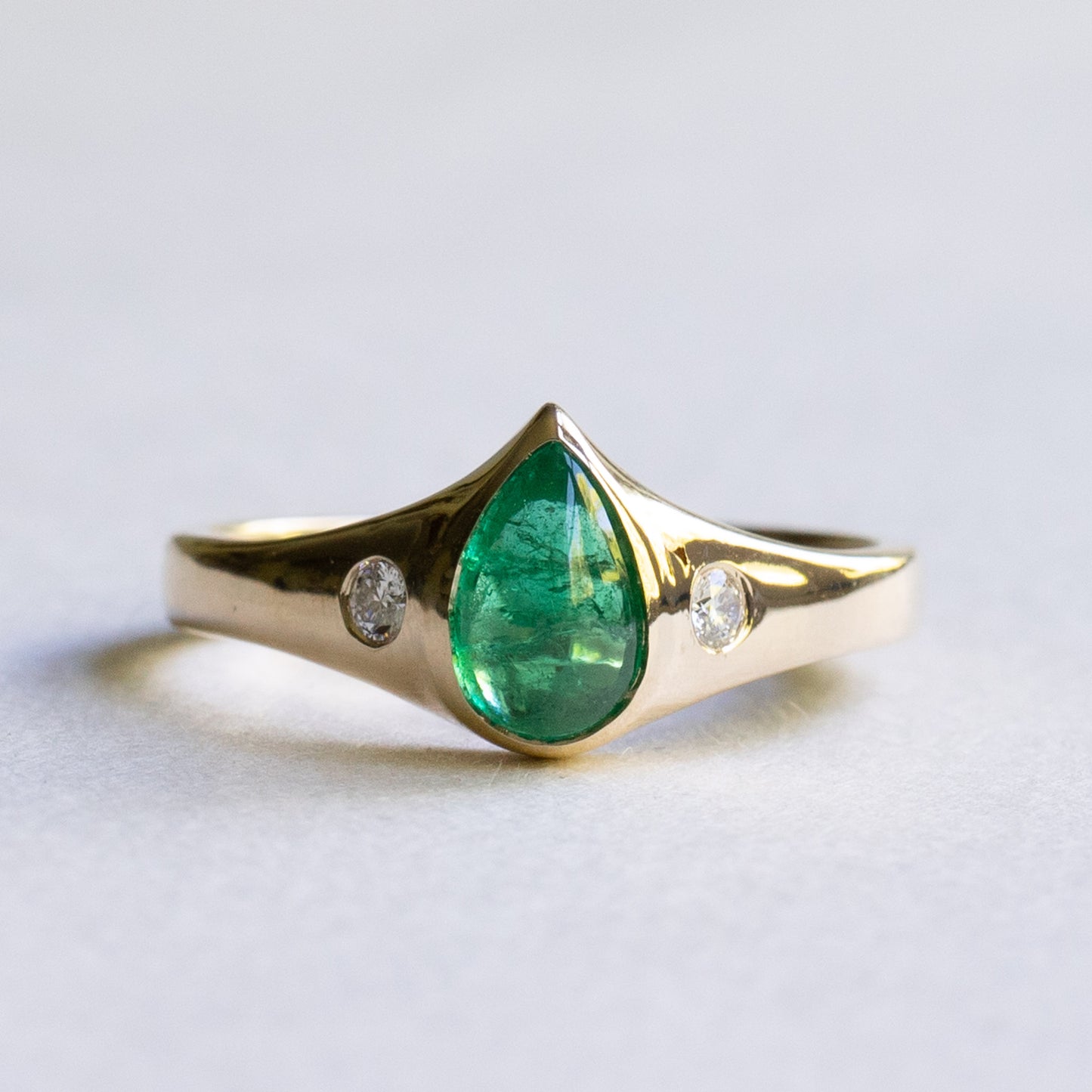 14K 0.85 CT Emerald Pear Ring