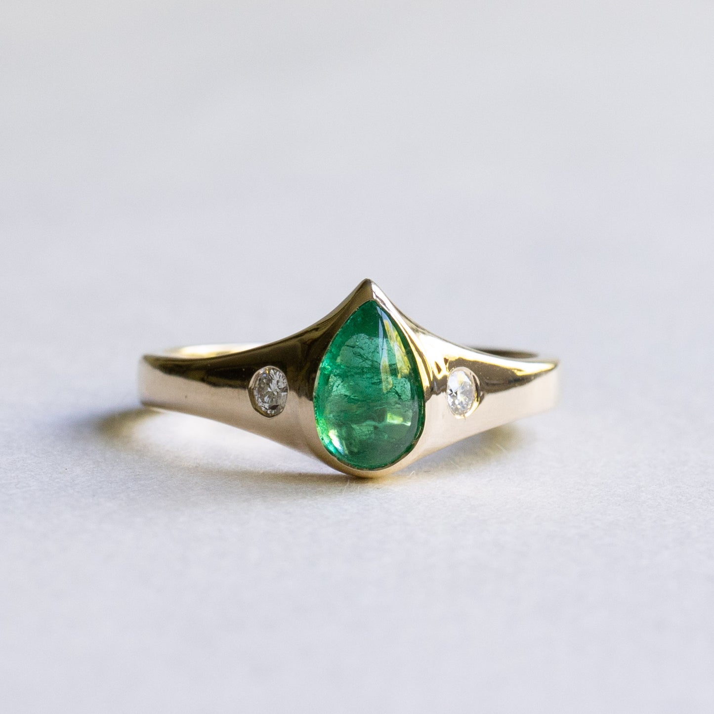 14K 0.85 CT Emerald Pear Ring