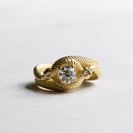 18K Double Serpent Diamond Ring