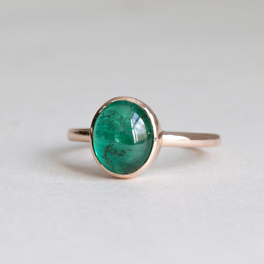 14K Rose Gold 2.7 CT Emerald Oval Ring
