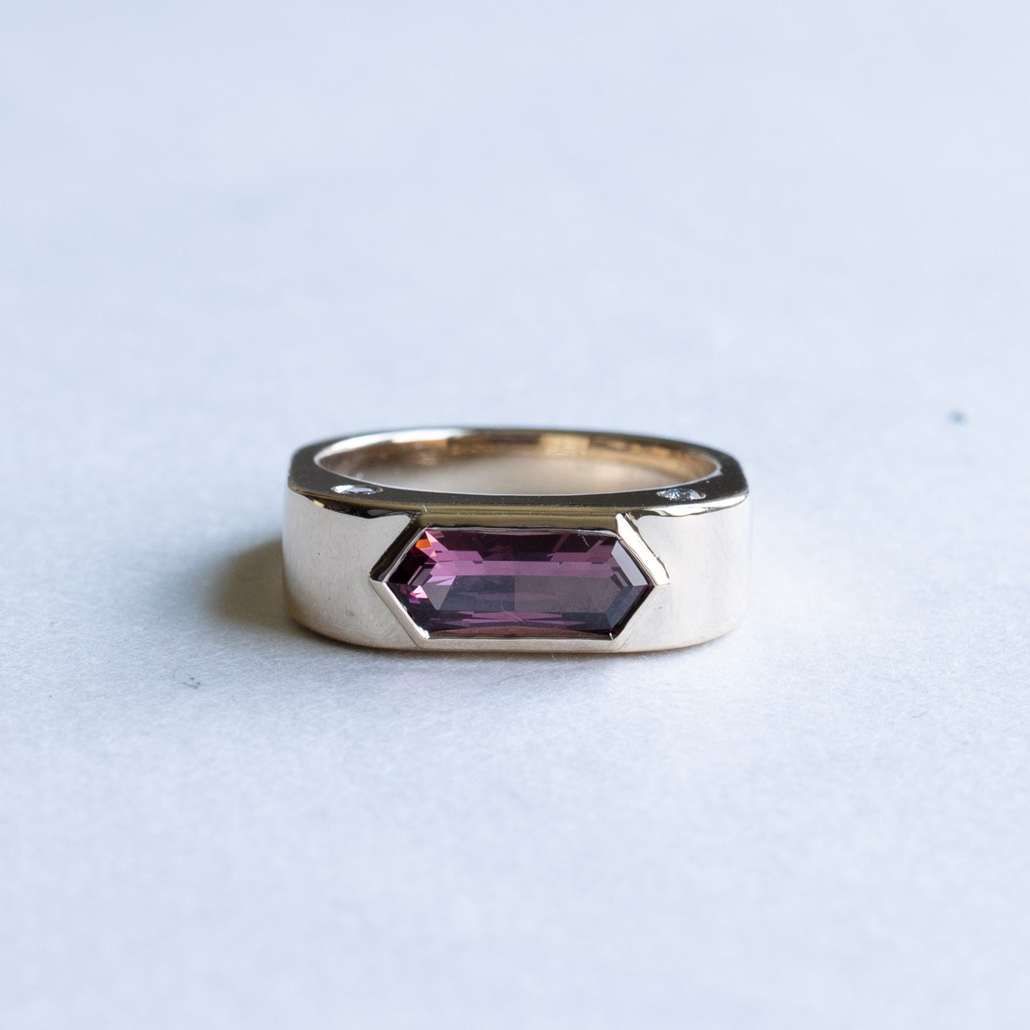 14K Umblaite Garnet Reverse Euro Signet Ring