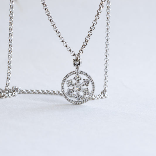 14K White Gold Diamond Snowflake Necklace