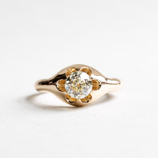 18K GIA 1.1 Carat Old Mine Cut Diamond Belcher Ring