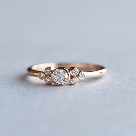 14K Rose Gold 0.2 Carat Diamond Cluster Ring