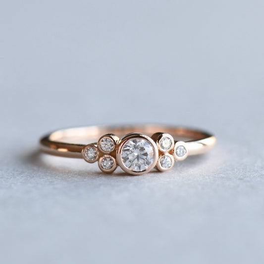 14K Rose Gold 0.2 Carat Diamond Cluster Ring