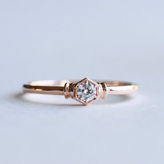 14K Rose Gold Honeycomb Diamond Ring
