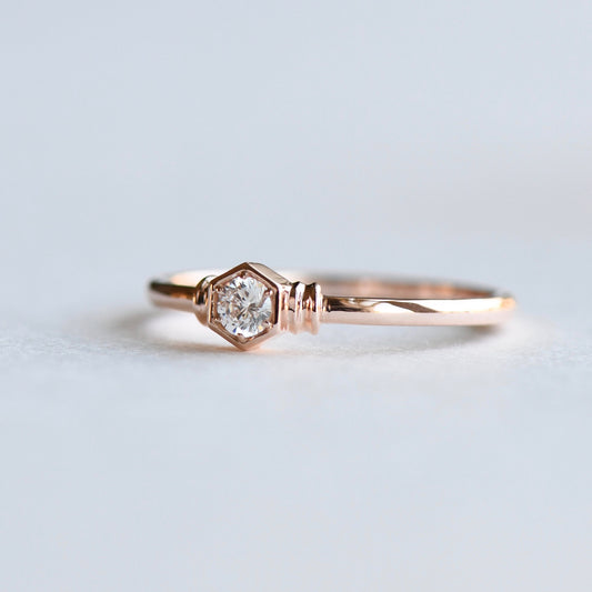 14K Rose Gold Honeycomb Diamond Ring