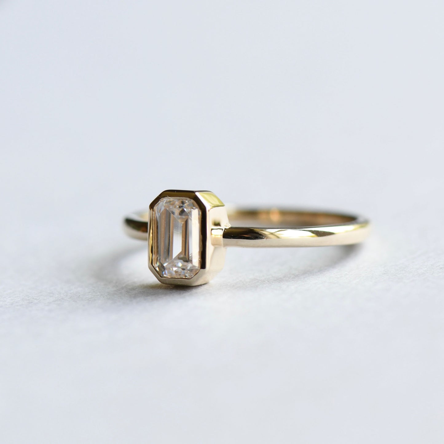 14K Moissanite Emerald Cut Ring