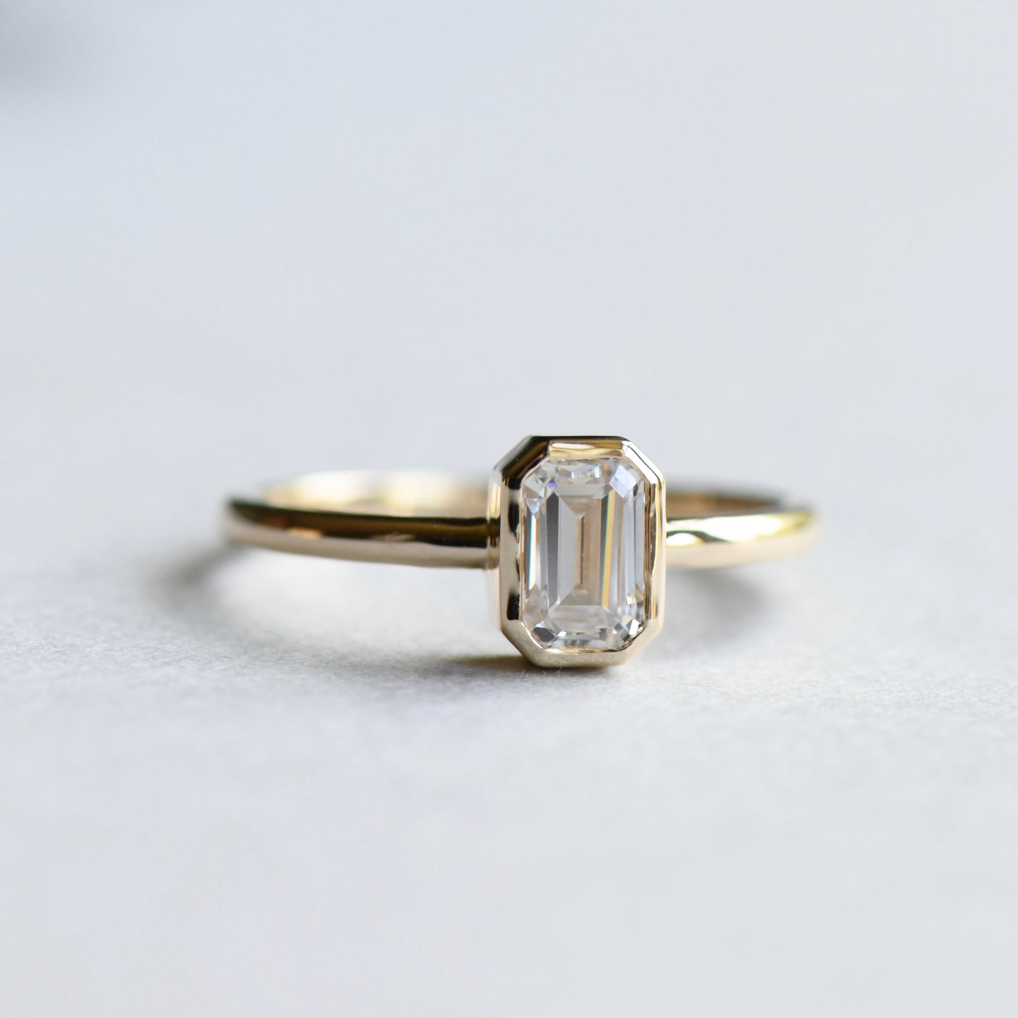 14K Moissanite Emerald Cut Ring