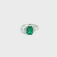 14K White Gold Emerald & Diamond Engagement Ring